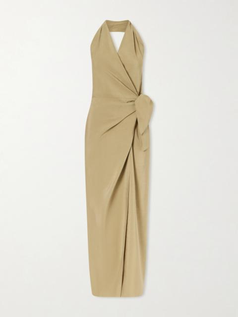 cortana Mona Halterneck Linen And Silk-blend Maxi Dress