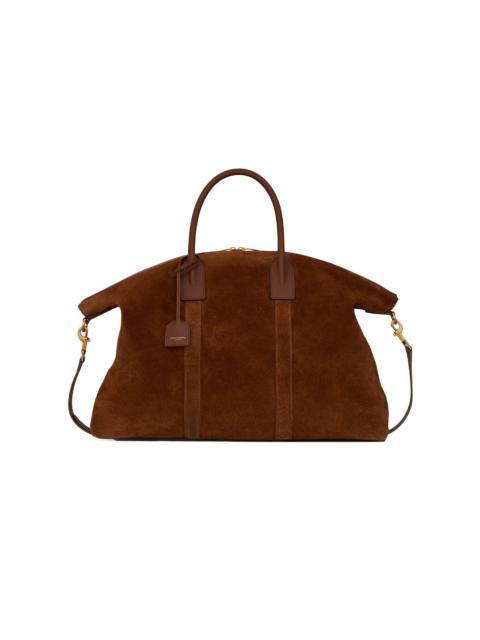 SAINT LAURENT Women's Giant Bowling Bag in Suede - Tan Brown