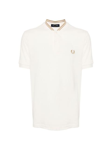 band-collar polo shirt