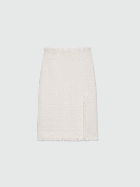MSGM Off-white high-waisted boucle tweed-effect midi skirt