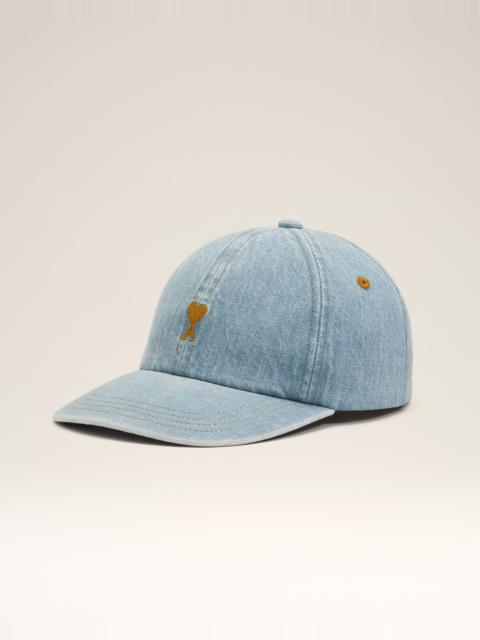 AMI Paris BLUE DENIM COTTON CAP WITH AMI DE COEUR