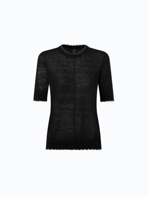 PINKO SHORT-SLEEVED T-SHIRT WITH FRAYED EDGES