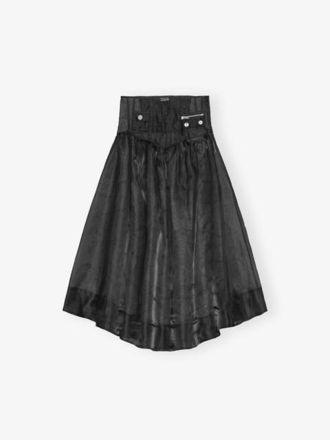 GANNI BLACK DUCHESSE NYLON PLEATED MINI SKIRT | REVERSIBLE