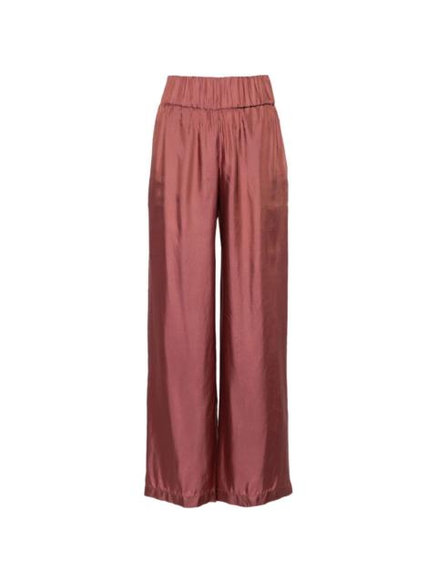 straight-leg satin trousers