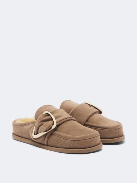 INUIKII Shearling-lined suede mules