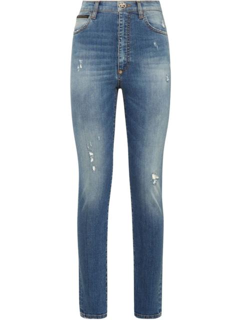 PHILIPP PLEIN high-rise skinny ripped-detail jeans