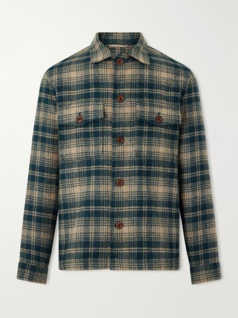 Hartford Checked Wool-Blend Overshirt Green