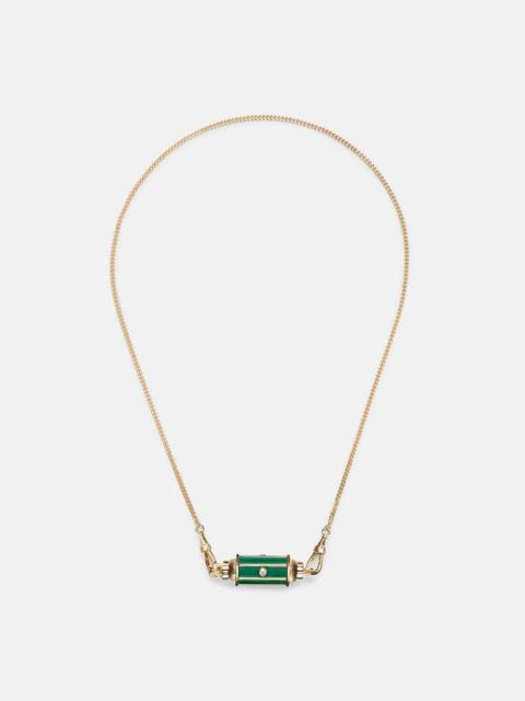 MARIE LICHTENBERG Baby Locket 18kt gold pendant necklace with malachite and diamonds