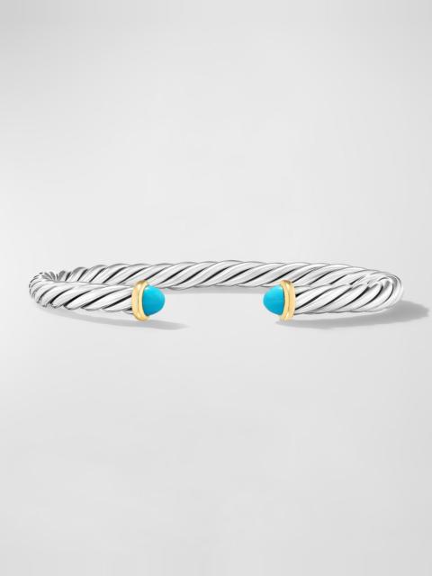 DAVID YURMAN Men's Cable Flex Cuff Bracelet with Gemstone and 14K Gold in Silver