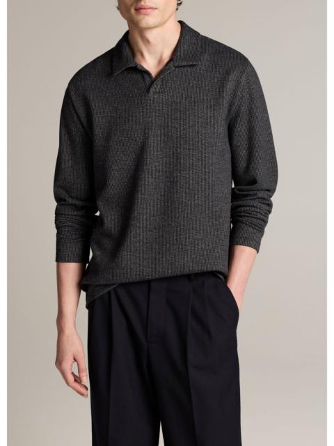 Vince Blurred Birdseye Cotton-Blend Johnny-Collar Shirt