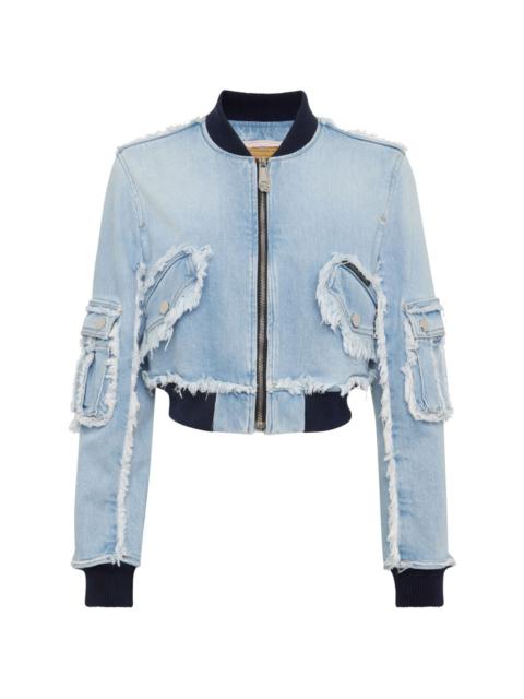 cropped denim bomber jacket