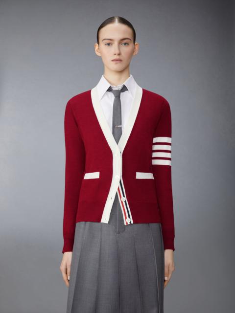Thom Browne Fine Merino Wool 4-Bar Relaxed Fit Cardigan