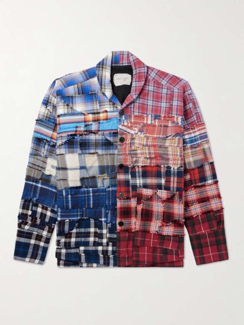 Greg Lauren Distressed Patchwork Cotton Overshirt
