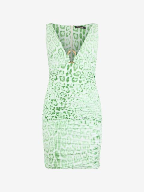 Roberto Cavalli Jaguar Mint Print Dress Mini