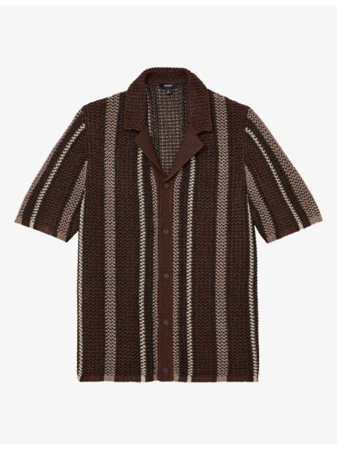 REISS Farin Crochet-Stripe Stretch-Knit Shirt