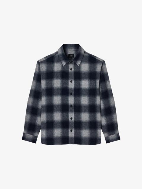 A.P.C. MALAURY OVERSHIRT - LIGHT GRAY CHECKED OVERSHIRT