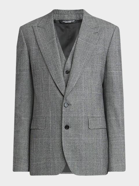 Dolce & Gabbana Men's Wool Glen Plaid Three-Piece Suit
