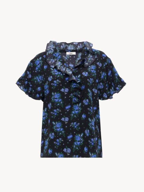 Chloé SHORT-SLEEVE RUFFLED TOP IN CRÊPE DE CHINE
