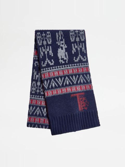 Tod's SCARF - BLUE, GREY, RED