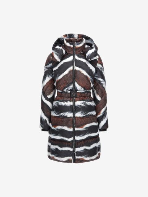 Roberto Cavalli Animalier print puffer jacket with belt