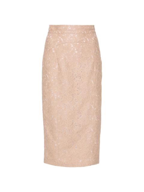 lace pencil midi skirt