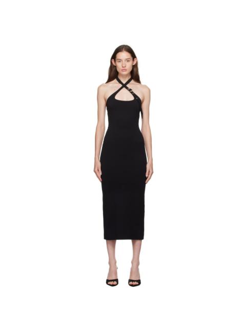 THE ATTICO Black Halter Neck Midi Dress