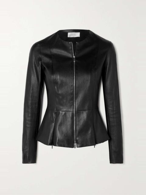 The Row Anasta leather peplum jacket