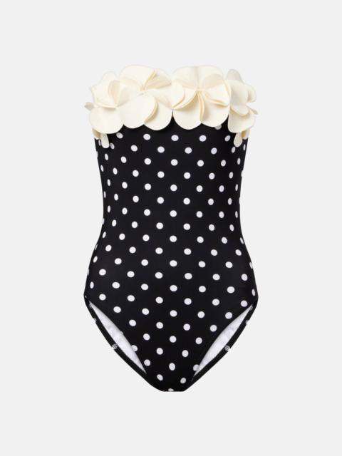 KARLA COLLETTO Floral-appliqué polka-dot swimsuit