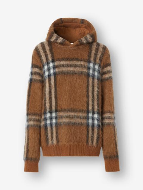 Exaggerated Check Wool Mohair Blend Hoodie