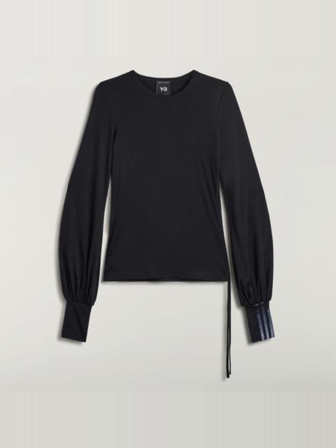 Y-3 Y-3 WOOL CINCHED DRAPE LONG SLEEVE TEE