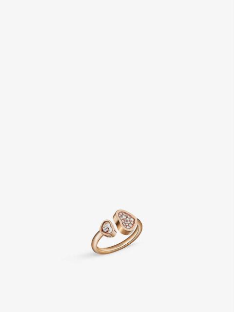 Happy Hearts 18ct rose-gold and 0.22ct round-cut diamond ring
