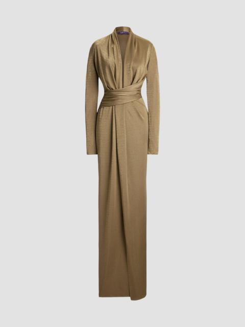 Ralph Lauren Women's Ashten Metallic Jersey Evening Dress - Antique Gold