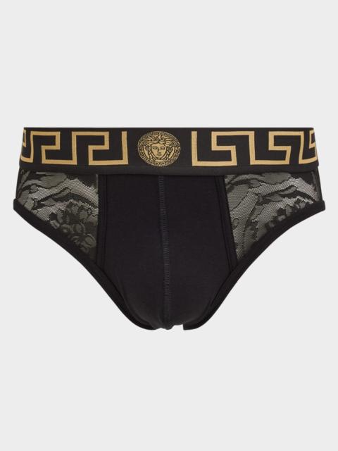 VERSACE Men's Baroque Mesh Jacquard Briefs