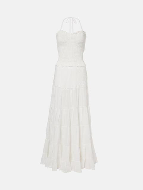Poupette St Barth Foe shirred cotton maxi dress