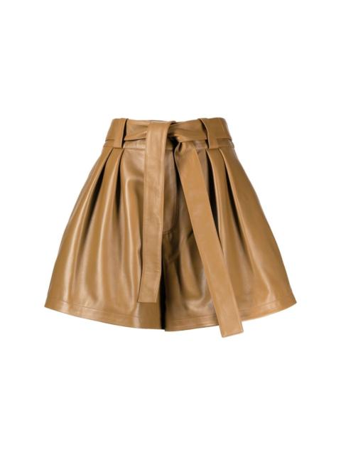pleated leather shorts