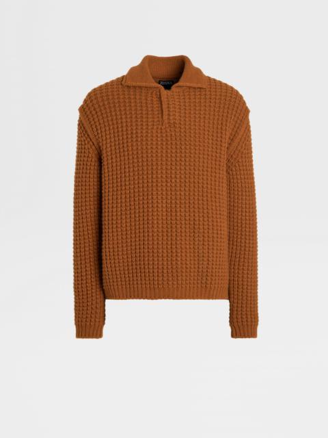 ZEGNA DARK FOLIAGE OASI CASHMERE POLO SWEATER
