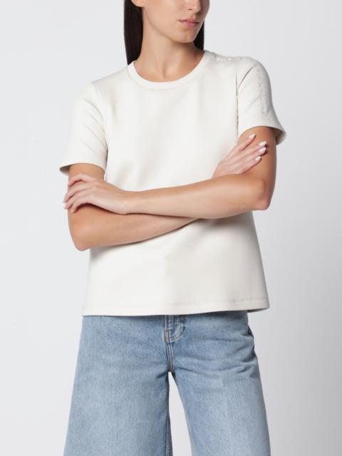 'S Max Mara Beige cotton-blend T-shirt with embroidered logo