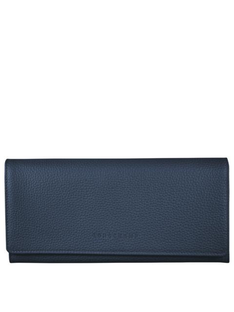 Longchamp Le Foulonné Continental wallet Navy - Leather