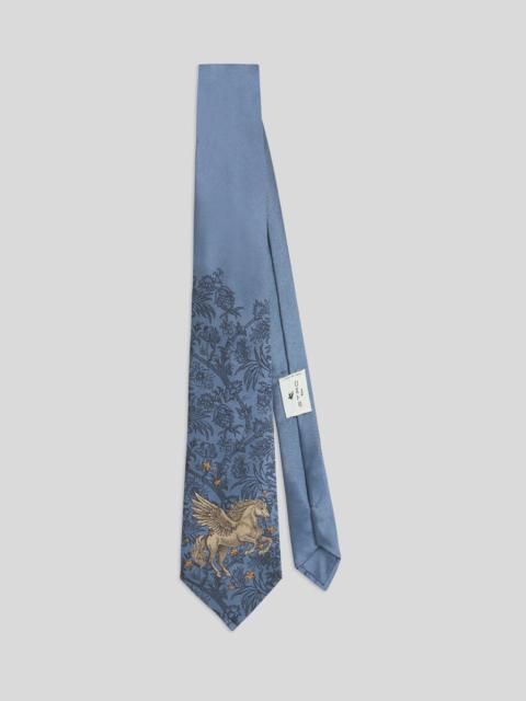 Etro SILK JACQUARD TIE WITH PLACED PEGASO AND FLORAL MOTIF