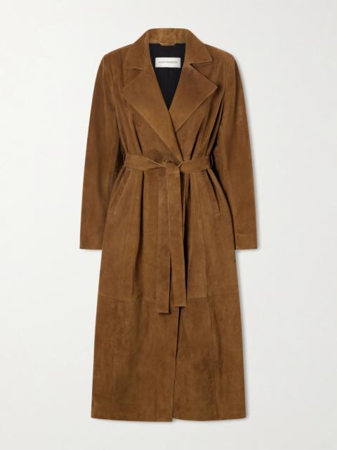 NOUR HAMMOUR Suede Goat Leather Long Coat