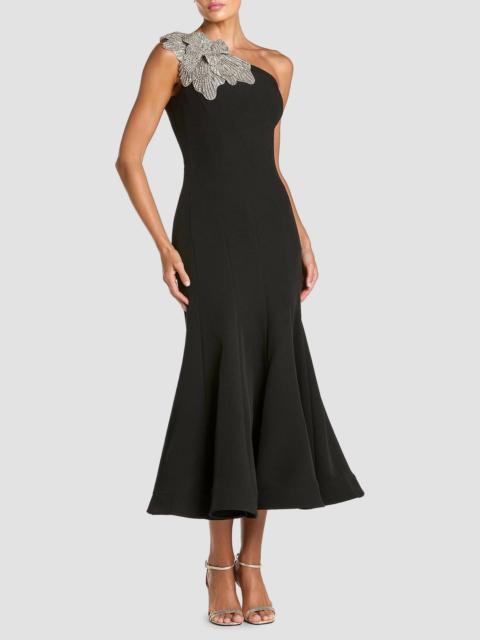 MAC DUGGAL Women's Embellished Crepe One-Shoulder Mermaid Midi-Dress - Black
