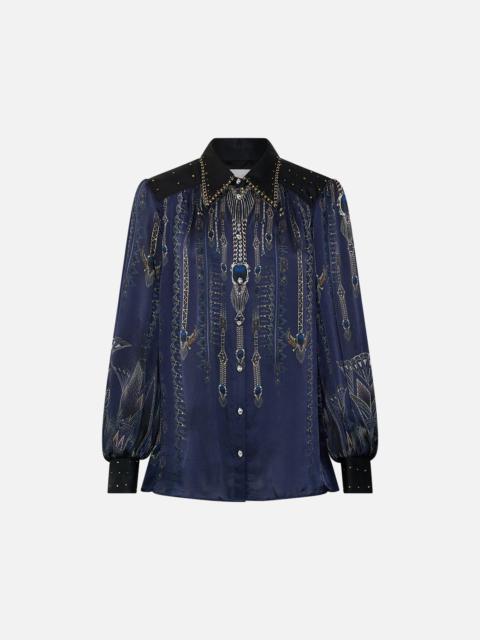 CAMILLA BUTTON THROUGH BLOUSON SLEEVE BLOUSE