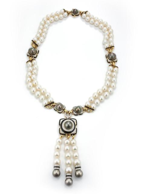 DAVID WEBB White Grey Pearl Couture Necklace