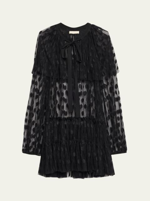 ULLA JOHNSON Audette Long-Sleeve Lace Mini Dress