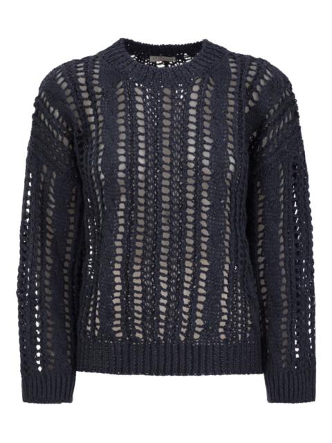 long-sleeve open-work sweater