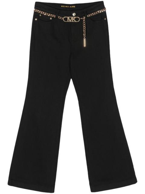 MICHAEL KORS chain-belt flared cotton jeans