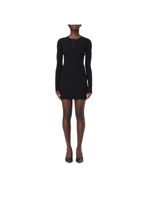 Alexander Wang RIBBED KNIT MINI DRESS BUTTON DETAIL