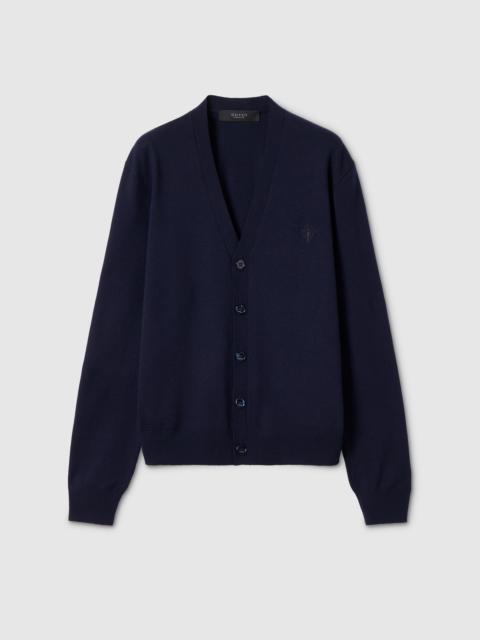 GUCCI Knit wool cardigan with embroidery