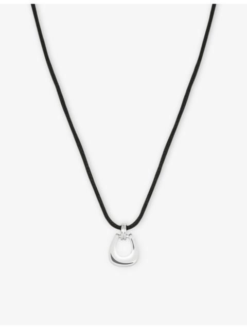 ASTRID & MIYU Horseshoe Hardware Pendant Rhodium-Plated Brass Cord Necklace