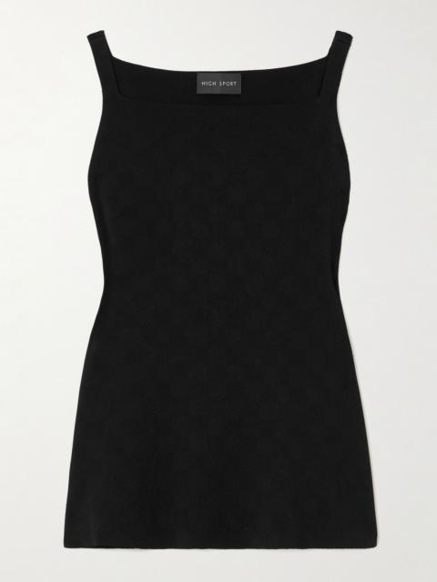 HIGH SPORT Asher checked jacquard-knit top Black